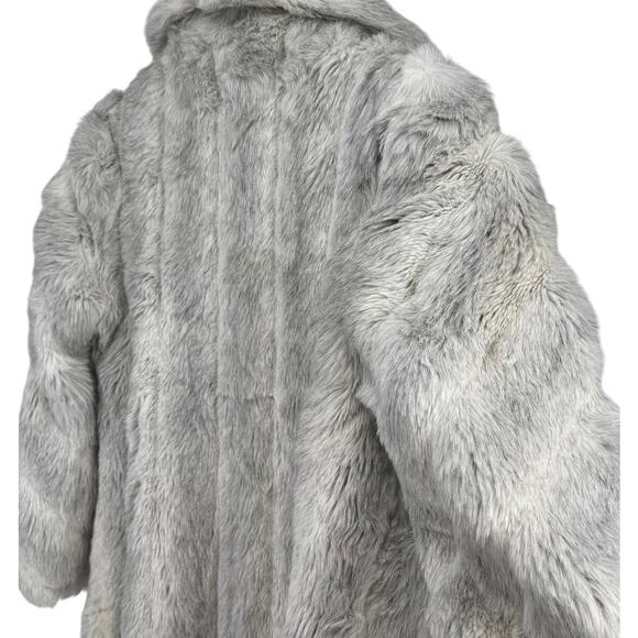 Vintage Rose Cloak & Suit Co Gray Ivory Vegan Faux Fur Coat Made in USA - Picture 4 of 8